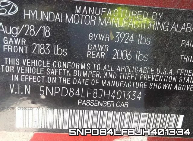 5NPD84LF8JH401334 фото 10