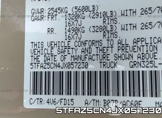 5TFAZ5CN4JX057230 фото 10
