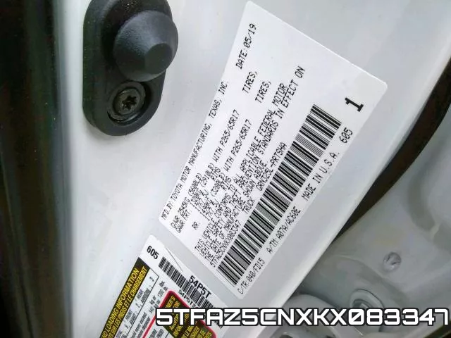 5TFAZ5CNXKX083347 фото 2