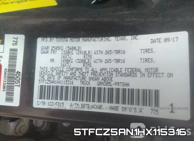 5TFCZ5AN1HX115316 фото 10