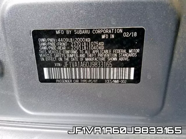 JF1VA1A60J9833165 фото 2