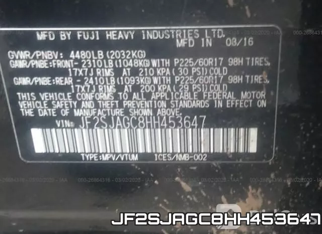 JF2SJAGC8HH453647 фото 9