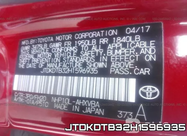 JTDKDTB32H1596935 фото 10