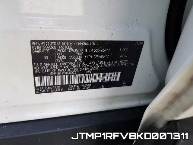 JTMP1RFV8KD007311 фото 2