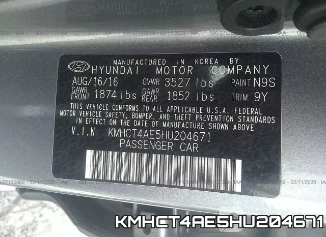 KMHCT4AE5HU204671 фото 10