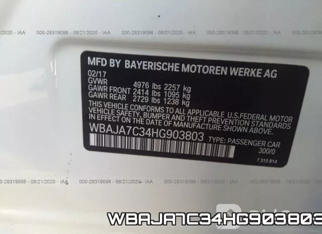WBAJA7C34HG903803 фото 10
