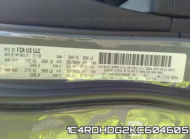 1C4RDHDG2KC604605 фото 10