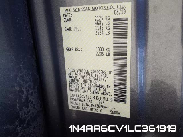 1N4AA6CV1LC361919 фото 2
