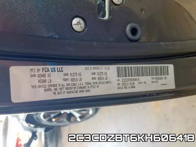 2C3CDZBT6KH606418 фото 2
