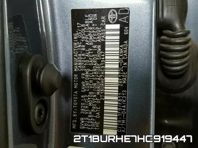 2T1BURHE7HC919447 фото 2