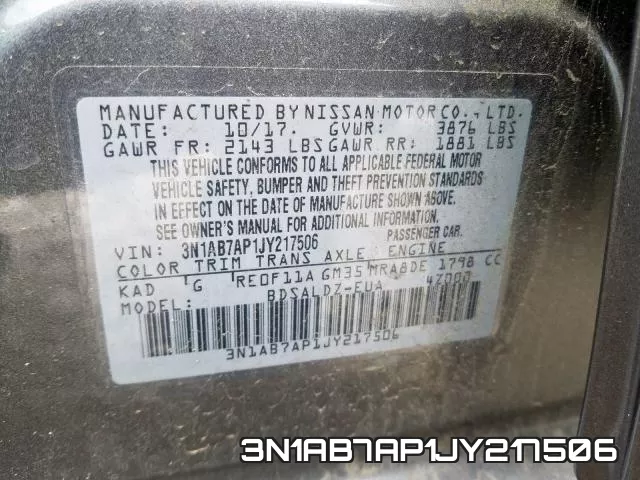 3N1AB7AP1JY217506 фото 2