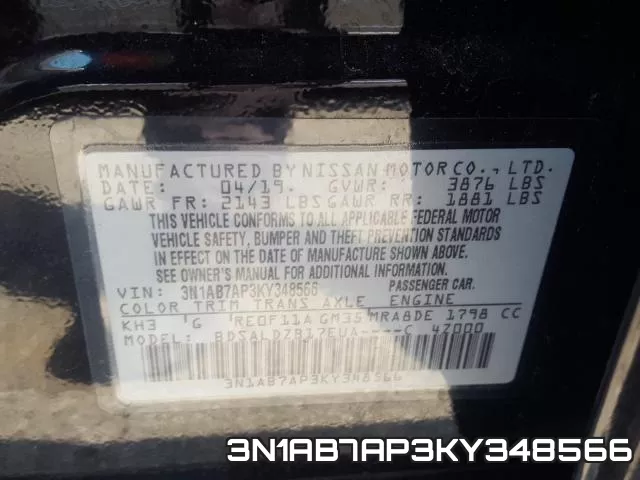 3N1AB7AP3KY348566 фото 2