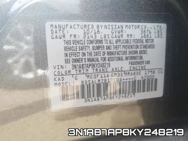 3N1AB7AP8KY248219 фото 2