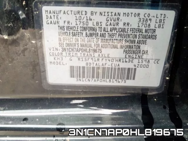 3N1CN7AP0HL819675 фото 2
