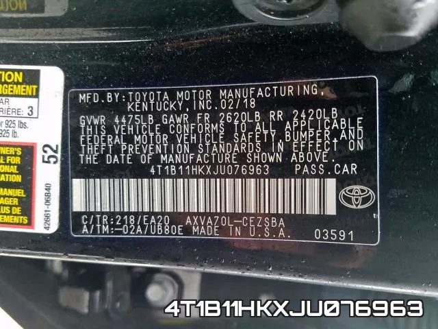 4T1B11HKXJU076963 фото 2