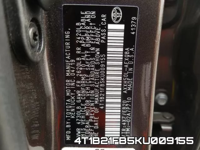 4T1B21FB5KU009155 фото 2