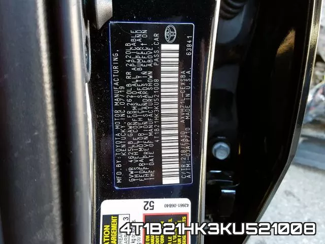 4T1B21HK3KU521008 фото 2