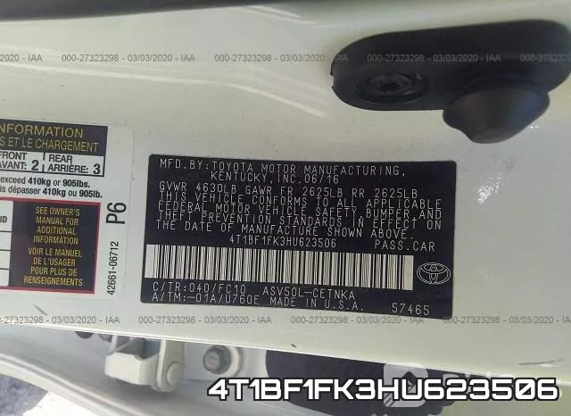 4T1BF1FK3HU623506 фото 10