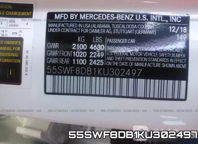 55SWF8DB1KU302497 фото 10