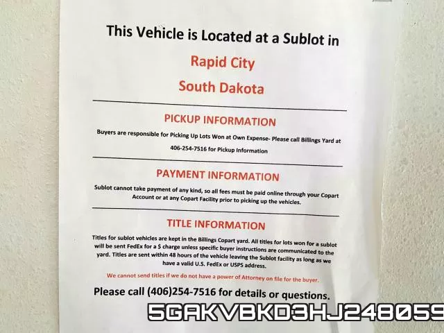 5GAKVBKD3HJ248059 фото 9
