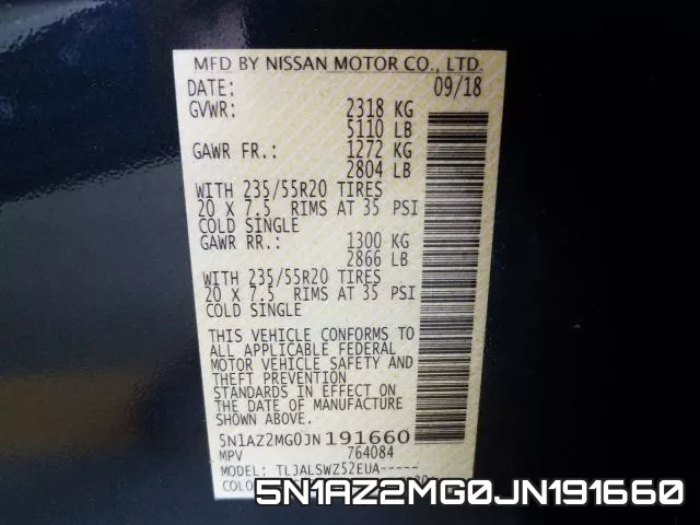 5N1AZ2MG0JN191660 фото 2