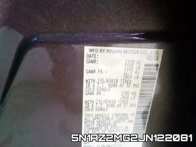 5N1AZ2MG2JN122081 фото 2