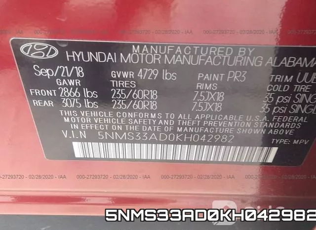 5NMS33AD0KH042982 фото 10
