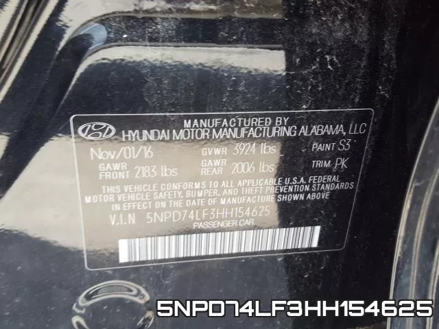 5NPD74LF3HH154625 фото 2