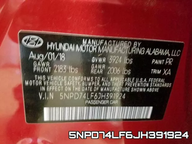 5NPD74LF6JH391924 фото 2