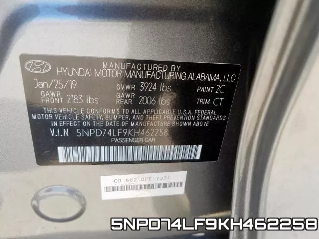 5NPD74LF9KH462258 фото 2