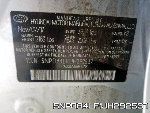 5NPD84LF1JH292537 фото 2