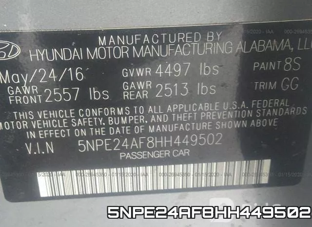 5NPE24AF8HH449502 фото 10