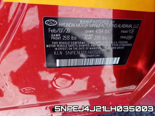 5NPEJ4J21LH035003 фото 2