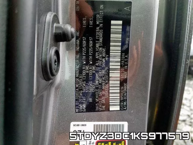5TDYZ3DC1KS977579 фото 2