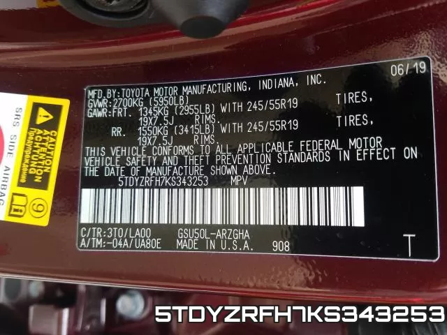 5TDYZRFH7KS343253 фото 2