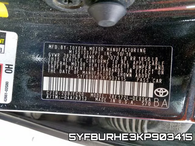 5YFBURHE3KP903415 фото 2