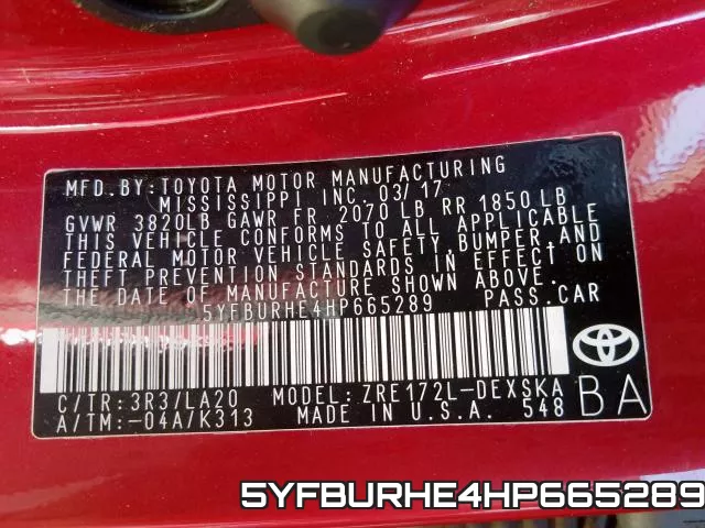 5YFBURHE4HP665289 фото 2