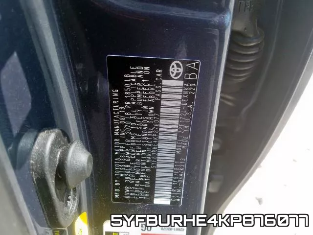5YFBURHE4KP876077 фото 2