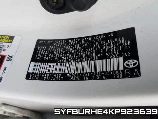 5YFBURHE4KP923639 фото 2