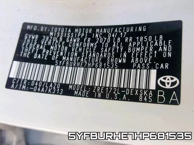 5YFBURHE7HP681535 фото 2