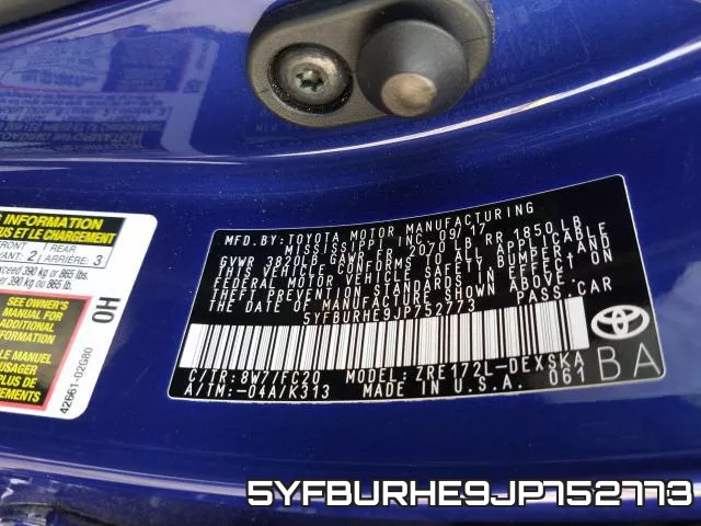 5YFBURHE9JP752773 фото 2
