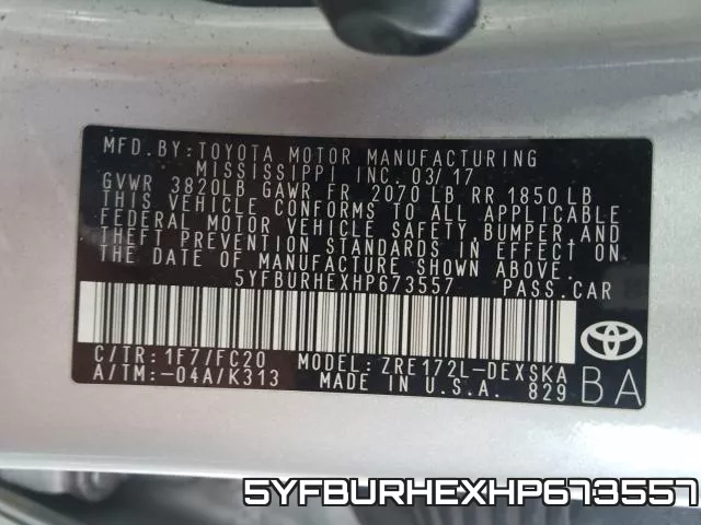 5YFBURHEXHP673557 фото 2