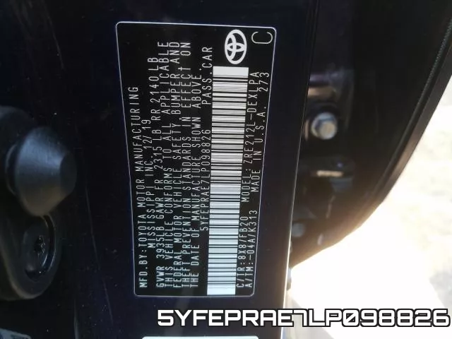 5YFEPRAE7LP098826 фото 2