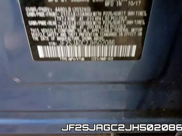 JF2SJAGC2JH502086 фото 2
