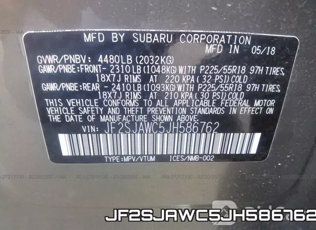 JF2SJAWC5JH586762 фото 10