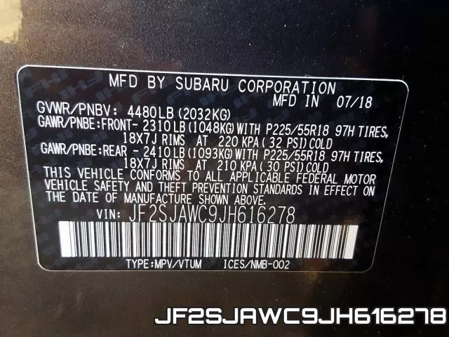 JF2SJAWC9JH616278 фото 2