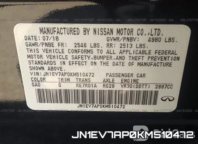 JN1EV7AP0KM510472 фото 10