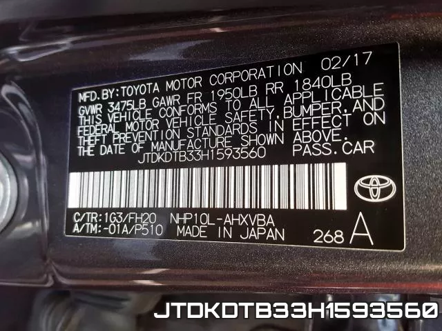 JTDKDTB33H1593560 фото 2