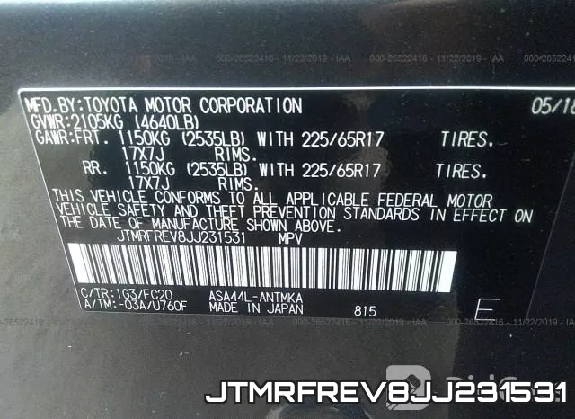 JTMRFREV8JJ231531 фото 10