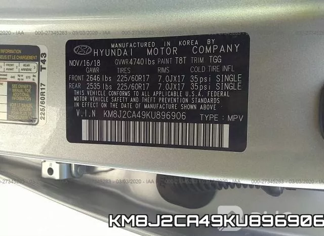 KM8J2CA49KU896906 фото 10